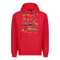 Red construction excavator vehicle boys builder heavy equipment t shirt Premium Hoodie - linhVisuals