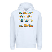 White construction excavator vehicle boys builder heavy equipment t shirt Premium Hoodie - linhVisuals