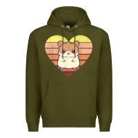 Army Green cute hamster design retro heart shape vintage t shirt Premium Hoodie - linhVisuals