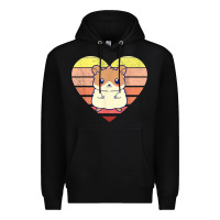 Black cute hamster design retro heart shape vintage t shirt Premium Hoodie - linhVisuals