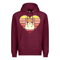 Burgundy cute hamster design retro heart shape vintage t shirt Premium Hoodie - linhVisuals