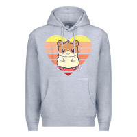 Heather Grey cute hamster design retro heart shape vintage t shirt Premium Hoodie - linhVisuals