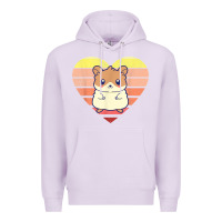Lilac cute hamster design retro heart shape vintage t shirt Premium Hoodie - linhVisuals