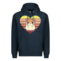 Navy cute hamster design retro heart shape vintage t shirt Premium Hoodie - linhVisuals