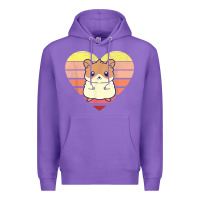 Purple cute hamster design retro heart shape vintage t shirt Premium Hoodie - linhVisuals
