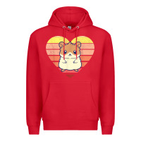 Red cute hamster design retro heart shape vintage t shirt Premium Hoodie - linhVisuals