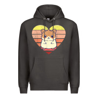 Smoke cute hamster design retro heart shape vintage t shirt Premium Hoodie - linhVisuals