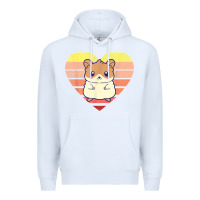 White cute hamster design retro heart shape vintage t shirt Premium Hoodie - linhVisuals
