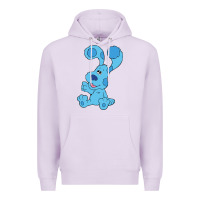 Lilac blues clues on red sofa Premium Hoodie - linhVisuals