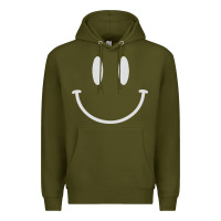 Army Green smily Premium Hoodie - linhVisuals
