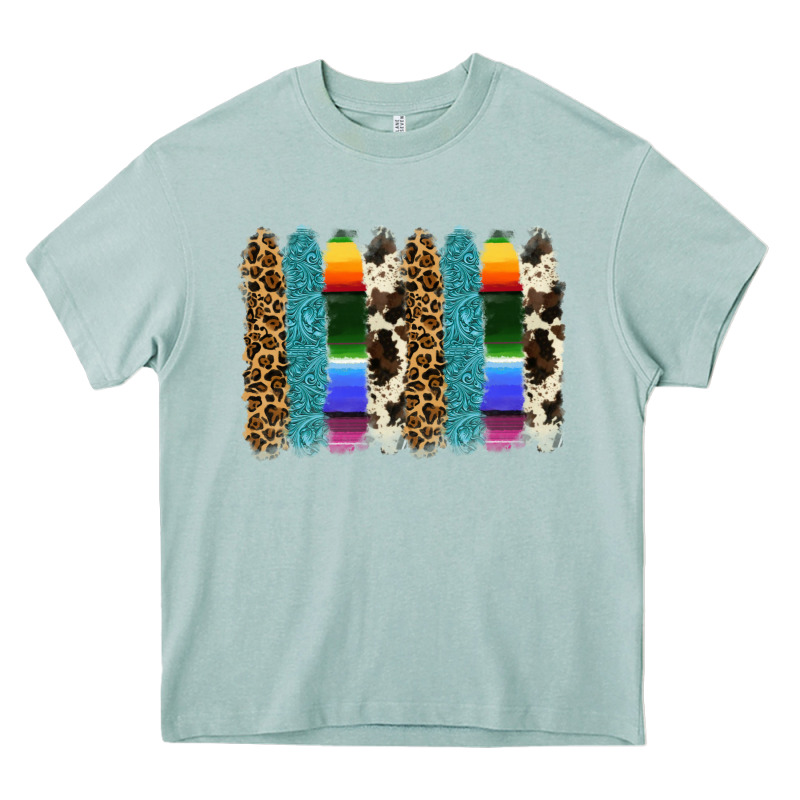 Serape Leopard Tooled Leather Cowhide Background Heavy Core Tee by RanaPortraitStore | Teevron