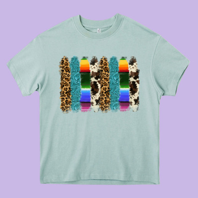 Serape Leopard Tooled Leather Cowhide Background Heavy Core Tee Designed By Ranaportraitstore