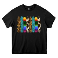 Black serape leopard tooled leather cowhide background Heavy Core Tee - RanaPortraitStore