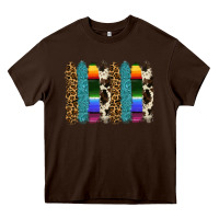 Chocolate Brown serape leopard tooled leather cowhide background Heavy Core Tee - RanaPortraitStore