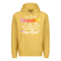 Antique Gold grandma t  shirt yes i'm grandma if you think my hands are full t  shi Premium Hoodie - linhVisuals