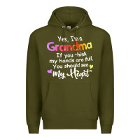 Army Green grandma t  shirt yes i'm grandma if you think my hands are full t  shi Premium Hoodie - linhVisuals