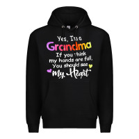 Black grandma t  shirt yes i'm grandma if you think my hands are full t  shi Premium Hoodie - linhVisuals