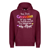 Burgundy grandma t  shirt yes i'm grandma if you think my hands are full t  shi Premium Hoodie - linhVisuals