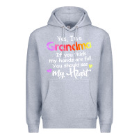 Heather Grey grandma t  shirt yes i'm grandma if you think my hands are full t  shi Premium Hoodie - linhVisuals