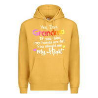 Mustard grandma t  shirt yes i'm grandma if you think my hands are full t  shi Premium Hoodie - linhVisuals