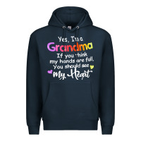 Navy grandma t  shirt yes i'm grandma if you think my hands are full t  shi Premium Hoodie - linhVisuals