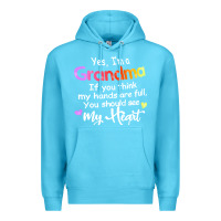 Ocean Blue grandma t  shirt yes i'm grandma if you think my hands are full t  shi Premium Hoodie - linhVisuals