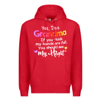 Red grandma t  shirt yes i'm grandma if you think my hands are full t  shi Premium Hoodie - linhVisuals