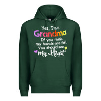 Sports Green grandma t  shirt yes i'm grandma if you think my hands are full t  shi Premium Hoodie - linhVisuals