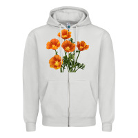 Dove Grey California Poppy Flower Zipper Hoodie - RanaPortraitStore