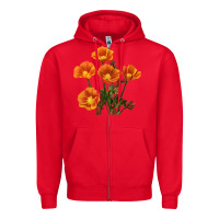 Red California Poppy Flower Zipper Hoodie - RanaPortraitStore