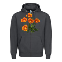 Smoke California Poppy Flower Zipper Hoodie - RanaPortraitStore