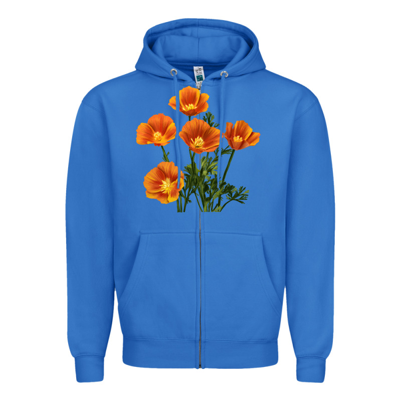 California Poppy Flower Zipper Hoodie by RanaPortraitStore | Teevron
