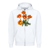 White California Poppy Flower Zipper Hoodie - RanaPortraitStore
