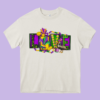 Mardi Gras Love Heavy Core Tee Designed By Fadigitalartstudio