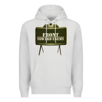 Dove Grey front toward enemy distressed claymore mine military Premium Hoodie - linhVisuals