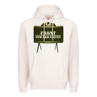Pale Pink front toward enemy distressed claymore mine military Premium Hoodie - linhVisuals