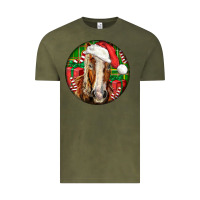 Vintage Olive Belgian Horse  Christmas Vintage Tee - LillyAllenDesigns
