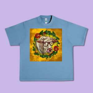 Christmas Charolais Cow Face Urban Heavy Tee Designed By Lillyallendesigns