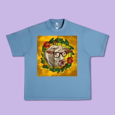 Christmas Charolais Cow Face Urban Heavy Tee Designed By Lillyallendesigns