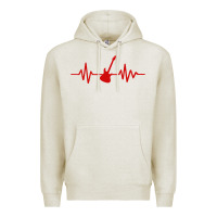 Oatmeal Heather heartbeat electric guitar Premium Hoodie - linhVisuals