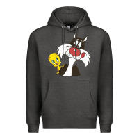 Charcoal Heather tweety and sylvester Premium Hoodie - linhVisuals