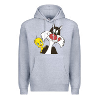 Heather Grey tweety and sylvester Premium Hoodie - linhVisuals