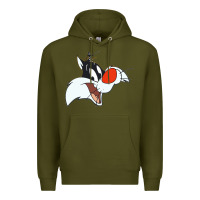 Army Green sylvester  face Premium Hoodie - linhVisuals