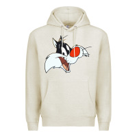 Oatmeal Heather sylvester  face Premium Hoodie - linhVisuals