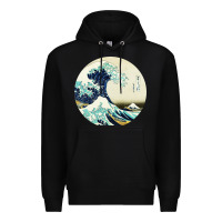 Black great wave Premium Hoodie - linhVisuals