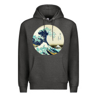 Charcoal Heather great wave Premium Hoodie - linhVisuals