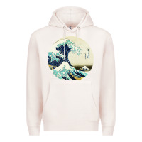 Pale Pink great wave Premium Hoodie - linhVisuals