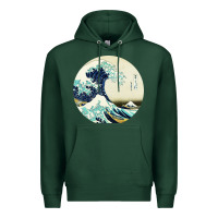 Sports Green great wave Premium Hoodie - linhVisuals
