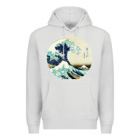Dove Grey great wave Premium Hoodie - linhVisuals
