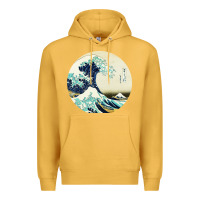 Mustard great wave Premium Hoodie - linhVisuals